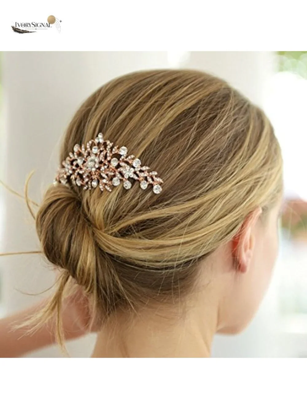 Rose Gold Crystal Vine Bridal Hair Comb Wedding Prom Hair Jewelry